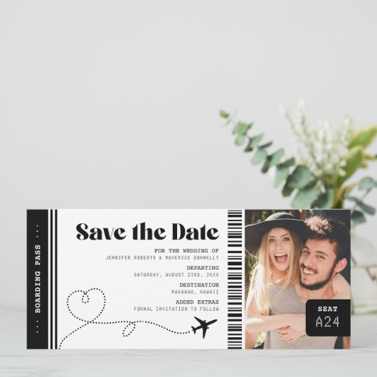 Instapkaart Bewaar de Datum Ticket Save The Date (Staand voorkant)