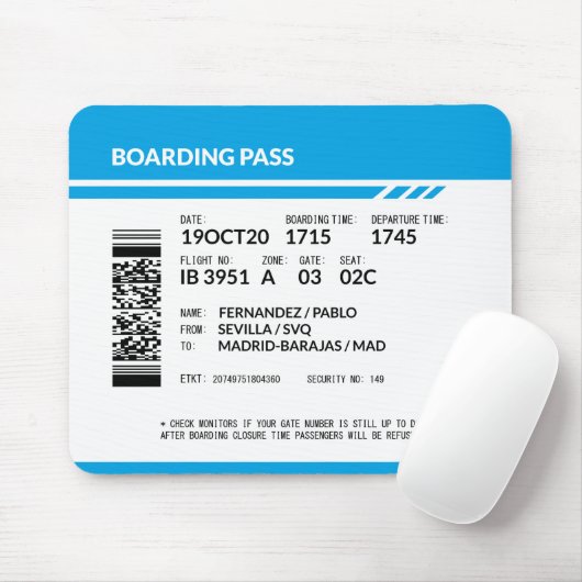 Instapkaart (blauw) muismat (Met muis)