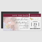 instapkaart | Burgundy Save the Date Photo Magnetische Uitnodiging (Voorkant / Achterkant)