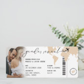 Instapkaart Gender Reveal Beige Neutral Travel Kaart (Staand voorkant)