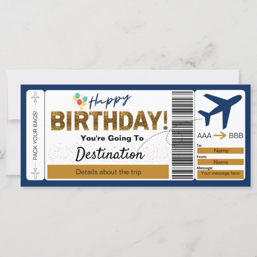 Instapkaart Happy Birthday Ticket (Voorkant)