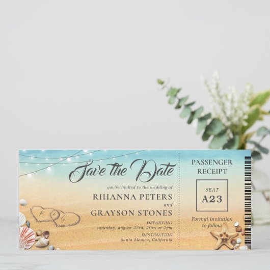 Instapkaart Hartjes in het Zand Save the Date Uitn (Staand voorkant)