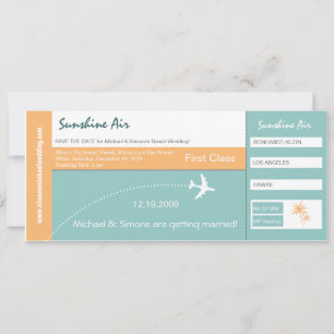 Instapkaart Huwelijksuitnodiging turquoise oranje Save The Date