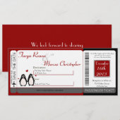 Instapkaart Linnen Huwelijksuitnodiging Pinguïn Li Save The Date (Voorkant / Achterkant)