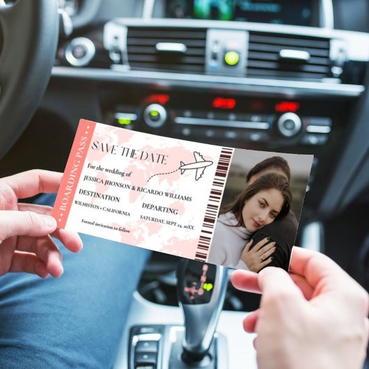 Instapkaart monogram bewaar de datum ticket save the date