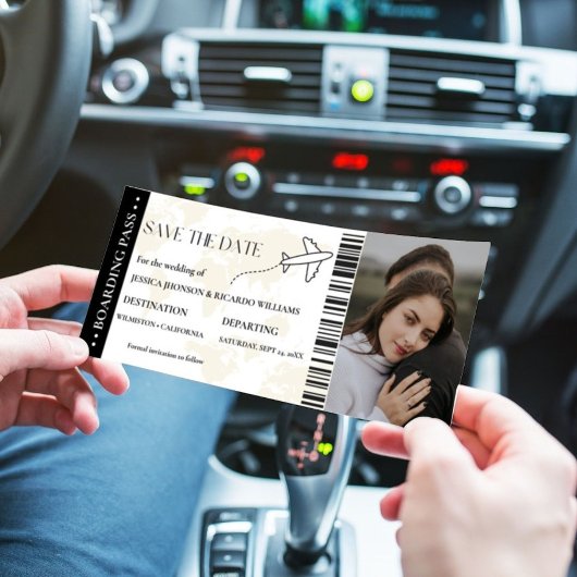 Instapkaart monogram bewaar de datum ticket save the date