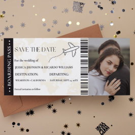 Instapkaart monogram bewaar de datum ticket save the date