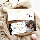 Instapkaart monogram bewaar de datum ticket save the date