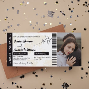 Instapkaart monogram bruiloft uitnodiging ticket