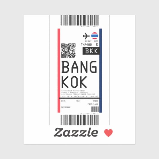 Instapkaart naar Bangkok (BKK) Sticker (Vel)