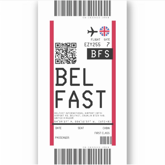 Instapkaart naar Belfast (BFS) Sticker (Voorkant)