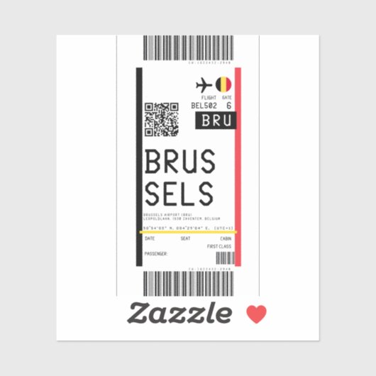 Instapkaart naar Brussel (BRU) Sticker (Vel)