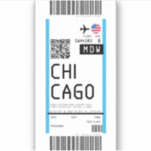Instapkaart naar Chicago (MDW) Sticker (Voorkant)