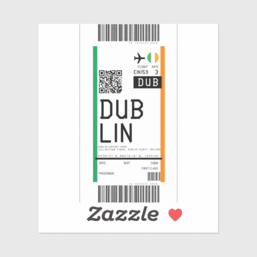 Instapkaart naar Dublin (DUB) Sticker (Vel)
