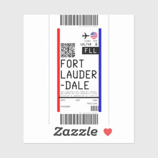 Instapkaart naar Fort Lauderdale (FLL) Sticker (Vel)