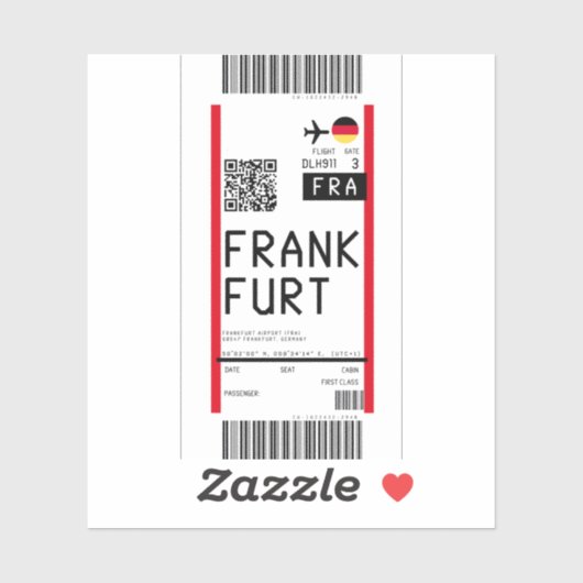 Instapkaart naar Frankfurt (FRA) Sticker (Vel)