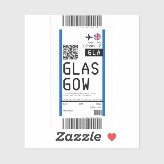 Instapkaart naar Glasgow (GLA) Sticker (Vel)