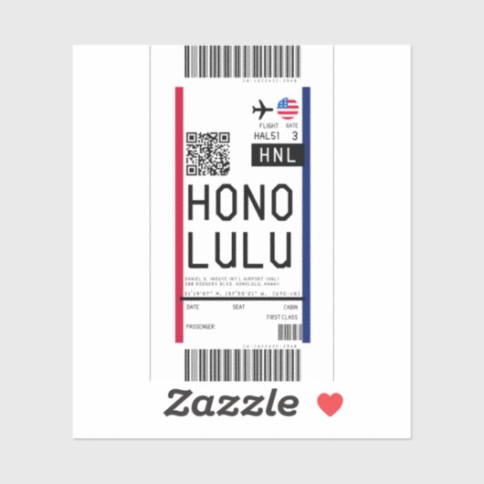 Instapkaart naar Honolulu (HNL) Sticker (Vel)