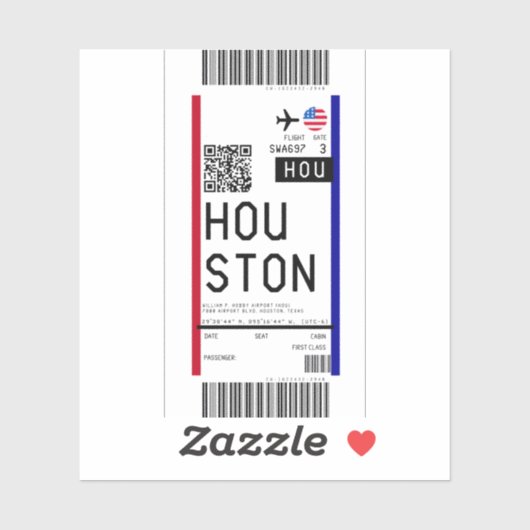 Instapkaart naar Houston (HOU) Sticker (Vel)