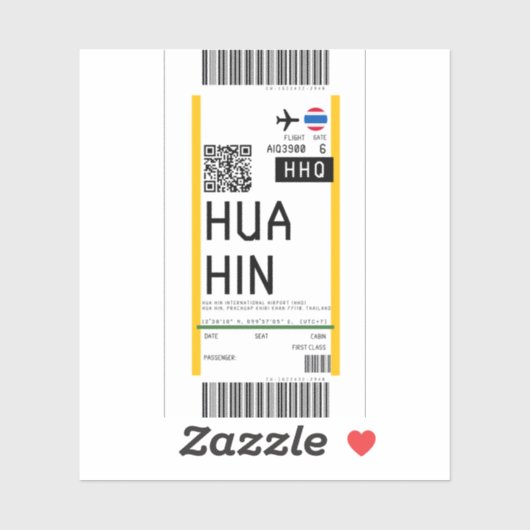 Instapkaart naar Hua Hin Thailand (HHQ) Sticker (Vel)