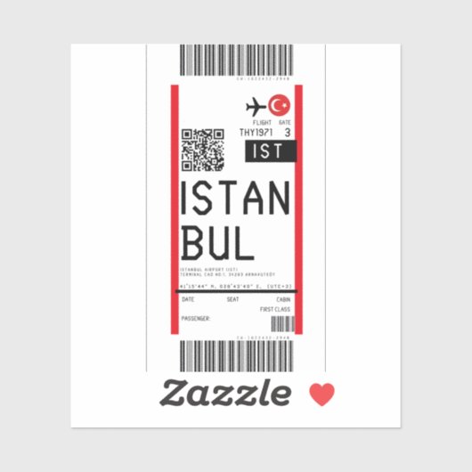 Instapkaart naar Istanbul (IST) Sticker (Vel)