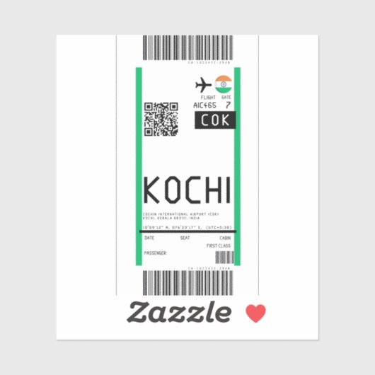 Instapkaart naar Kochi Kerala (COK) Sticker (Vel)