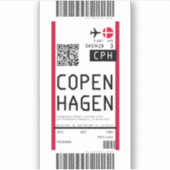 Instapkaart naar Kopenhagen (CPH) Sticker (Voorkant)