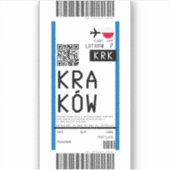Instapkaart naar Krakau (KRK) Sticker (Voorkant)
