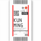 Instapkaart naar Kunming (KMG) Sticker (Voorkant)