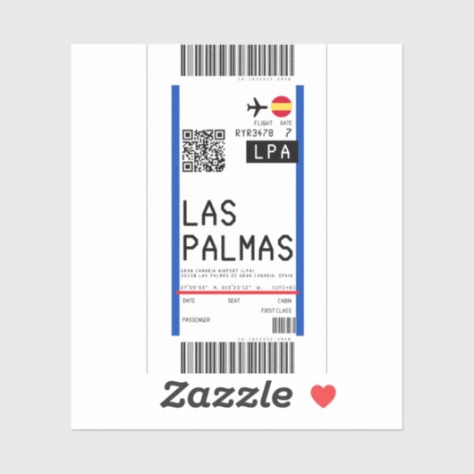 Instapkaart naar Las Palmas Spanje (LPA) Sticker (Vel)