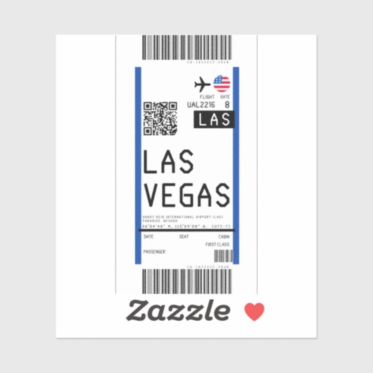 Instapkaart naar Las Vegas (LAS) Sticker (Vel)