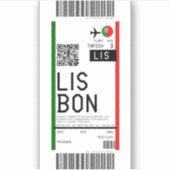 Instapkaart naar Lissabon (LIS) Sticker (Voorkant)
