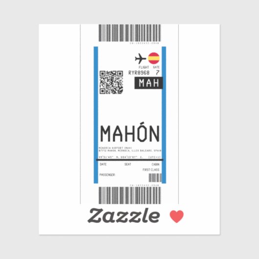 Instapkaart naar Mahon (MAH) Sticker (Vel)