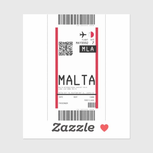 Instapkaart naar Malta (MLA) Sticker (Vel)