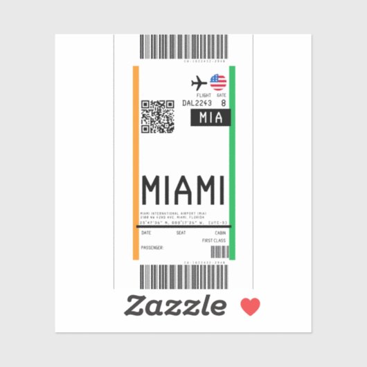 Instapkaart naar Miami (MIA) Sticker (Vel)