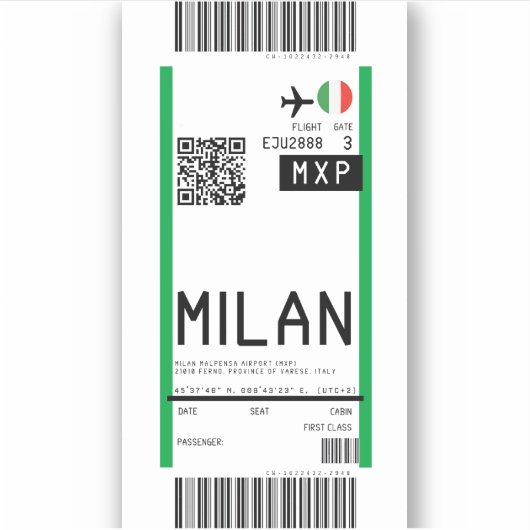 Instapkaart naar Milaan (MXP) Sticker (Voorkant)