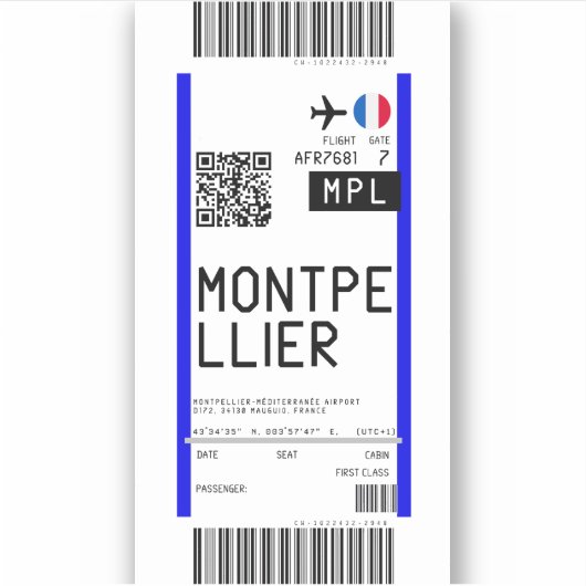 Instapkaart naar Montpellier (MPL) Sticker (Voorkant)