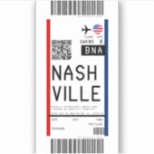 Instapkaart naar Nashville (BNA) Sticker (Voorkant)