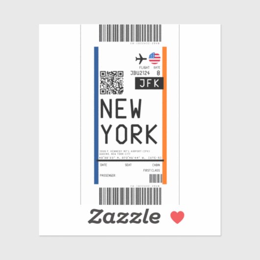 Instapkaart naar New York (JFK) Sticker (Vel)