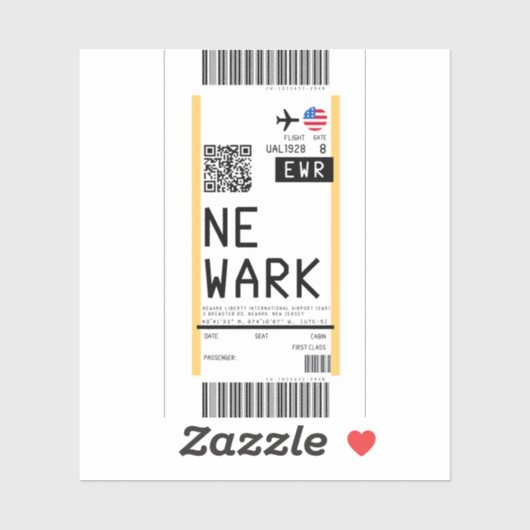 Instapkaart naar Newark (EWR) Sticker (Vel)