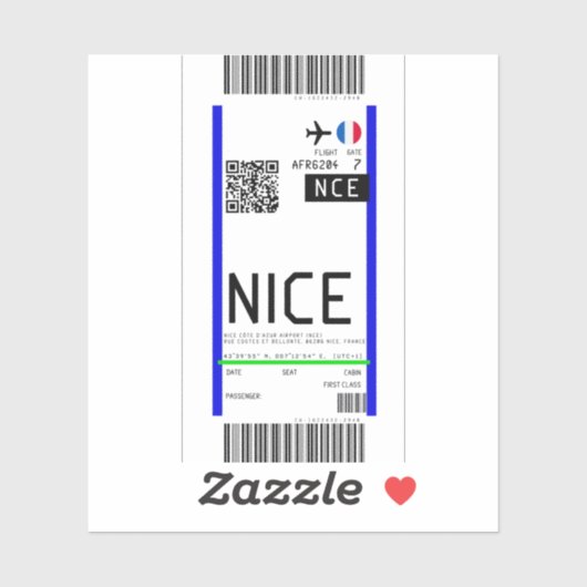 Instapkaart naar Nice (NCE) Sticker (Vel)