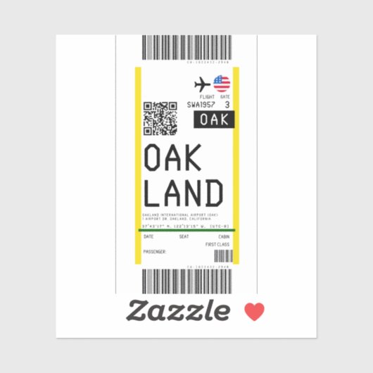 Instapkaart naar Oakland (OAK) Sticker (Vel)