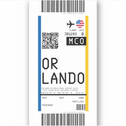 Instapkaart naar Orlando (MCO) Sticker (Voorkant)