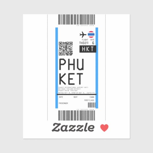 Instapkaart naar Phuket (HKT) Sticker (Vel)
