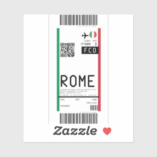 Instapkaart naar Rome (FCO) Sticker (Vel)