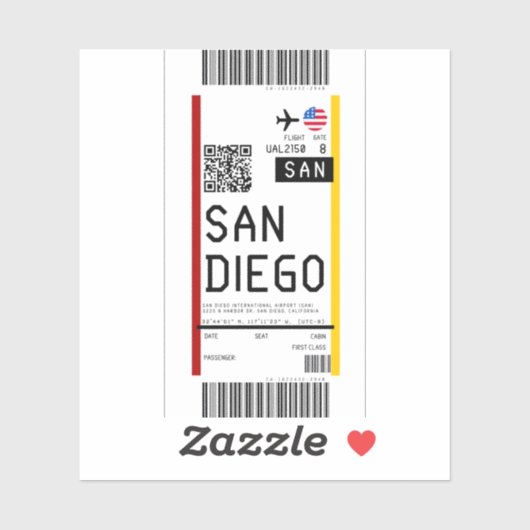 Instapkaart naar San Diego (SAN) Sticker (Vel)
