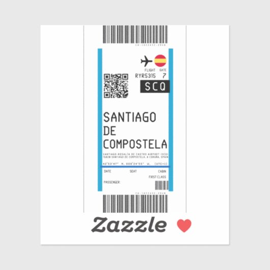 Instapkaart naar Santiago de Compostela (SCQ) Sticker (Vel)