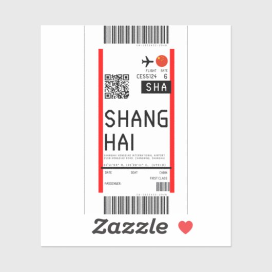 Instapkaart naar Shanghai (SHA) Sticker (Vel)