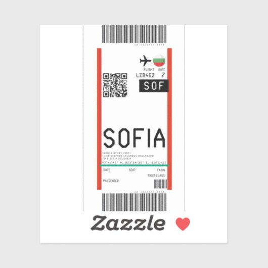 Instapkaart naar Sofia (SOF) Sticker (Vel)