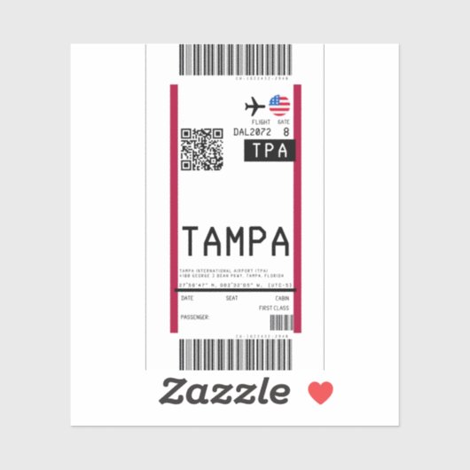 Instapkaart naar Tampa (TPA) Sticker (Vel)